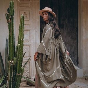 Ceremonial Sage Green Robe Poncho by Aya Sacred Wear